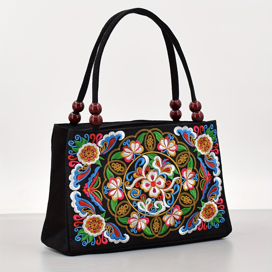 Amazing Embroidered Handbag with Double Zipper.